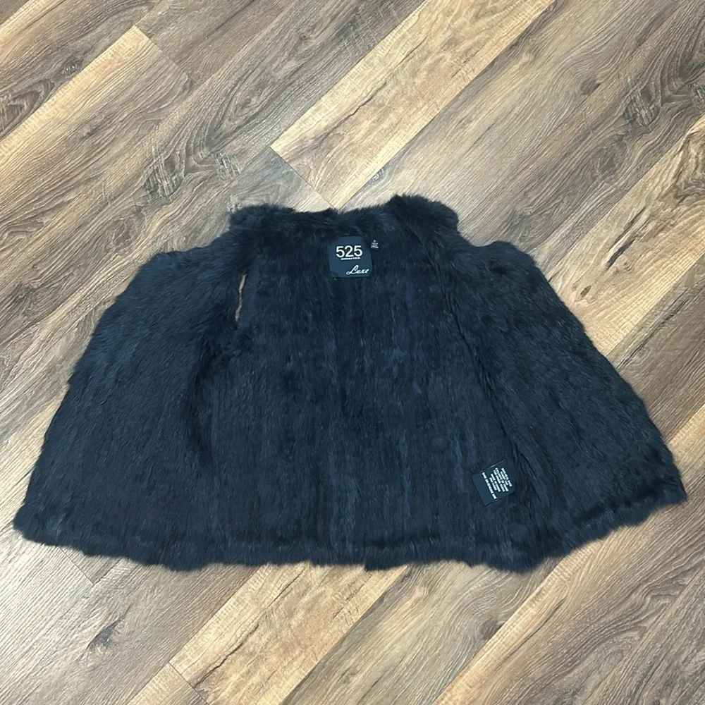 525 Luxe Rabbit Fur Vest- dark blue /turquoise hues size small - Picture 5 of 9